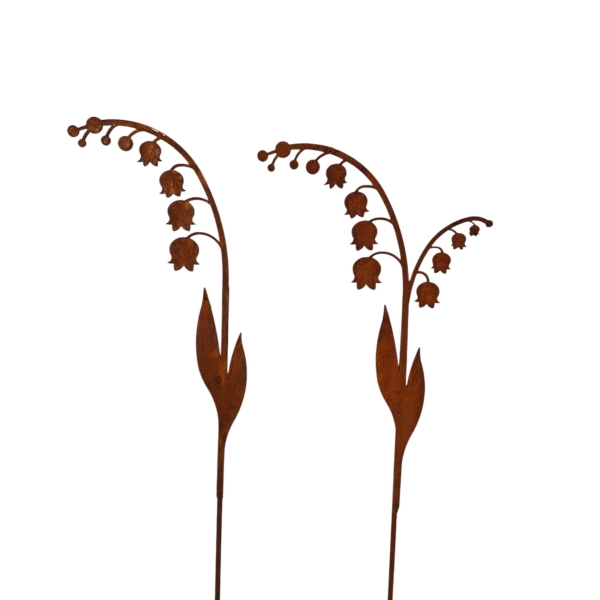 2er Set Gartenstecker Beetstecker Edelrost Maiglöckchen